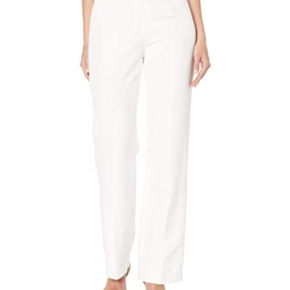 Kasper Pants - Kasper Pants white linen blend straight leg NEW